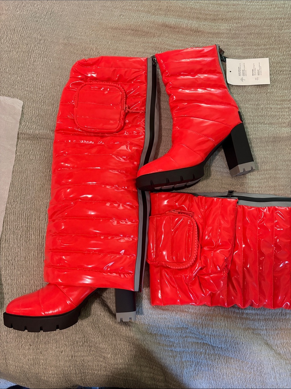 Naturalizer X Think Royln Poppy Quilted High Block Heel Water Repellent Boots